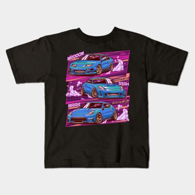 Nissan 370z 350z 300zx Kids T-Shirt by racingfactory